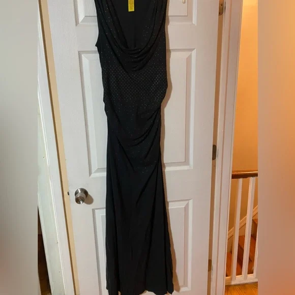 Catherine Malandrino Dresses | Black Silk, Gold Embellished, Cowl Neck Maxi Dress | Color: Black | Size: 8 | Pm-94425109'S Closet